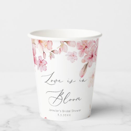 Sakura cherry blossom love is in bloom bridal paper cups