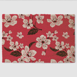 SAKURA - CHERRY BLOSSOM PATTERN IN RED FIBER DOORMAT
