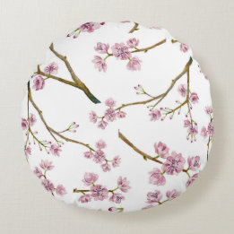 Sakura Cherry Blossom Pattern Round Pillow