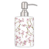 Sakura Cherry Blossom Print Soap Dispenser And Toothbrush Holder (Right)