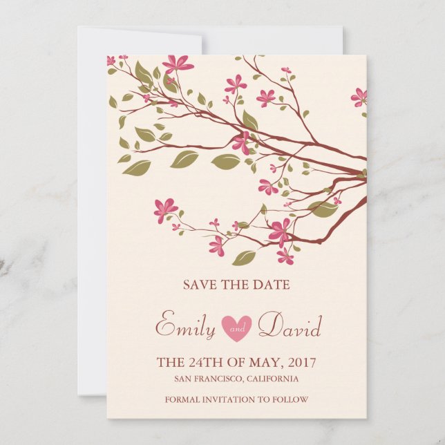 Sakura /Cherry Blossom Save the Date (Front)