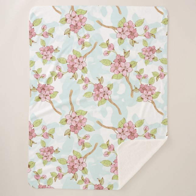 Sakura/Cherry Blossom Sherpa Blanket (Front)