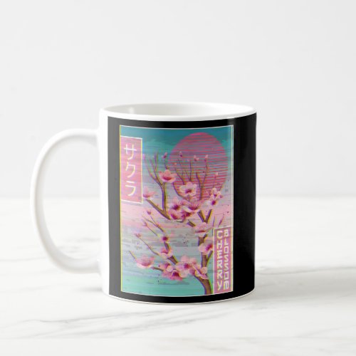 Sakura Cherry Blossom Vaporwave Aesthetic Glitch Coffee Mug