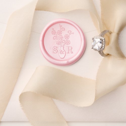 Sakura Cherry Blossom Vase Wedding Monogram Wax Seal Stamp
