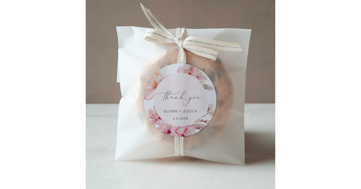 Sakura cherry blossom wedding classic round sticker | Zazzle