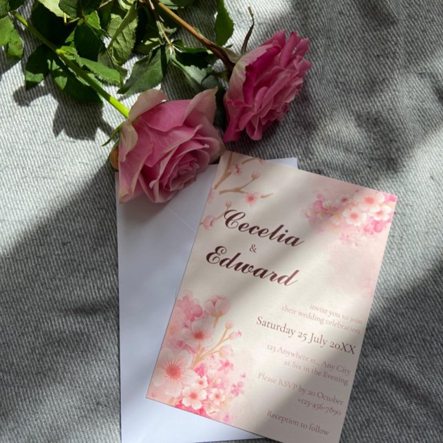 Sakura Cherry Blossom Wedding Invitation (Creator Uploaded)