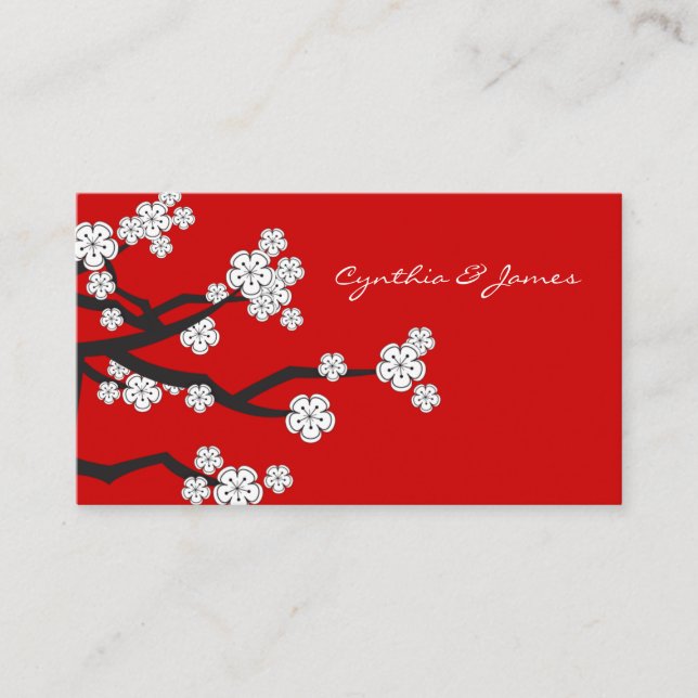 Sakura Cherry Blossoms Asian Wedding Place Card (Front)