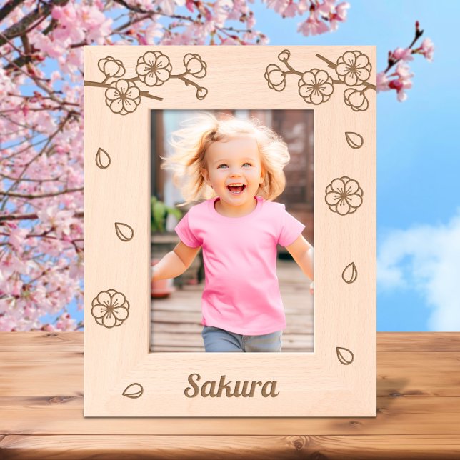Sakura Cherry Blossoms Custom Name 5x7 Engraved Frames (Creator Uploaded)