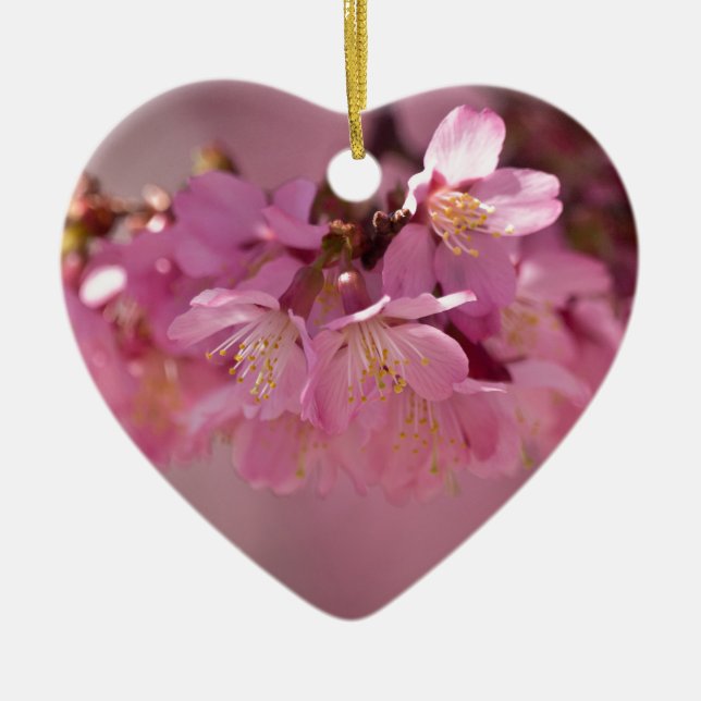 Sakura Cherry Blossoms Delicate Pink Bouquet Ceramic Ornament (Front)