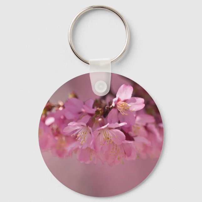 Sakura Cherry Blossoms Delicate Pink Bouquet Keychain (Front)