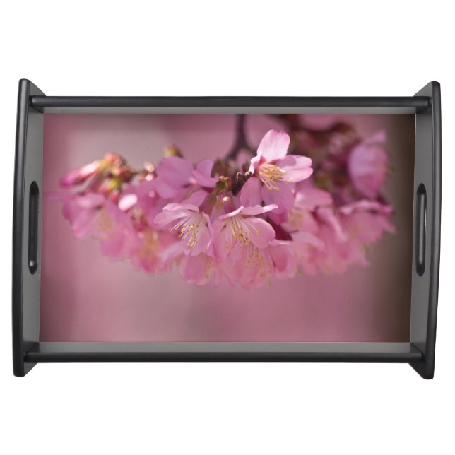 Sakura Cherry Blossoms Delicate Pink Bouquet Serving Tray (Front)