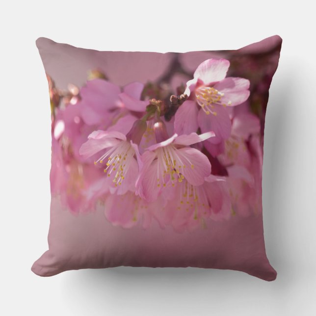 Sakura Cherry Blossoms Delicate Pink Bouquet Throw Pillow (Front)