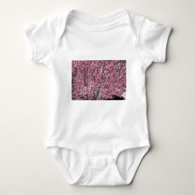 Sakura Cherry Blossoms Flowing Pink Baby Bodysuit (Front)