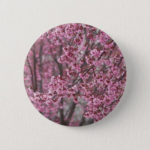 Sakura Cherry Blossoms Flowing Pink Button