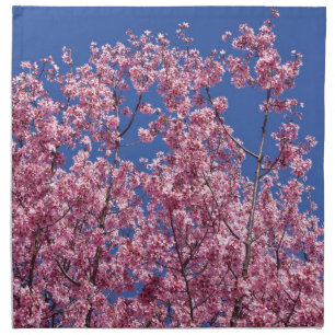 Sakura Cherry Blossoms Into The Blue Napkin
