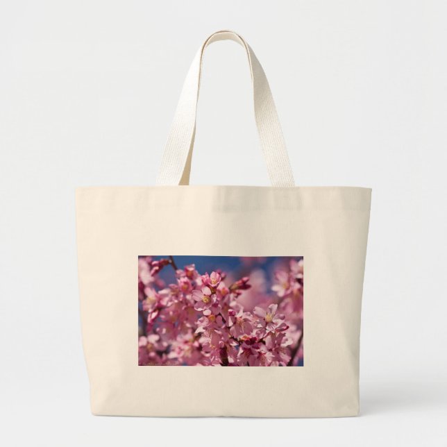 Sakura Cherry Blossoms Kissed by Sunlight Large Tote Bag (Front)