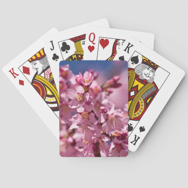 Sakura Cherry Blossoms Kissed by Sunlight Poker Cards (Back)