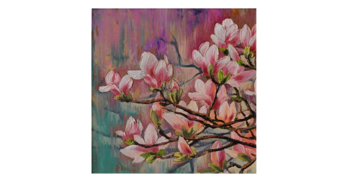 Sakura Cherry Blossoms Oil Painting Acrylic Acrylic Print Zazzle Com