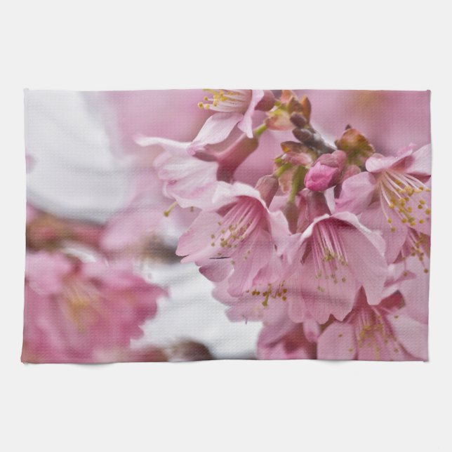 Sakura Cherry Blossoms Pale Pink Kitchen Towel (Horizontal)