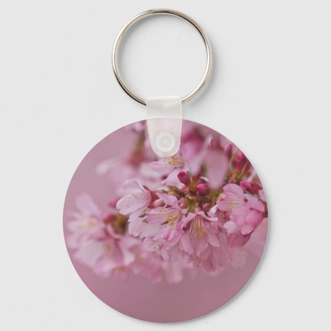 Sakura Cherry Blossoms Pale Pink Reflections Keychain (Front)
