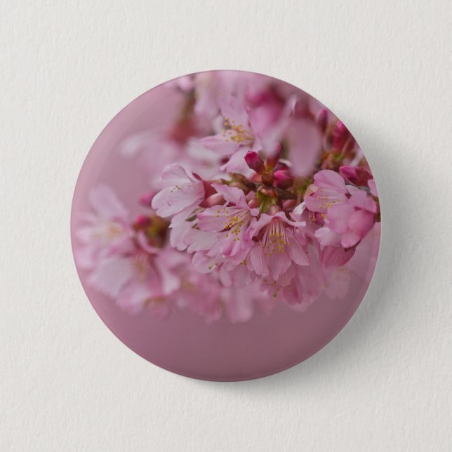 Sakura Cherry Blossoms Pale Pink Reflections Pinback Button (Front)