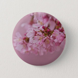Sakura Cherry Blossoms Pale Pink Reflections Pinback Button
