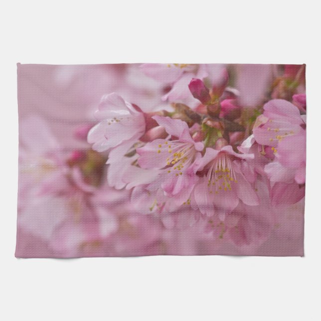 Sakura Cherry Blossoms Pale Pink Reflections Towel (Horizontal)