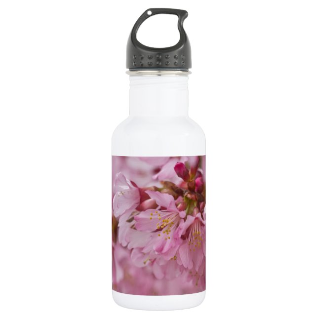 Sakura Cherry Blossoms Pale Pink Reflections Water Bottle (Front)