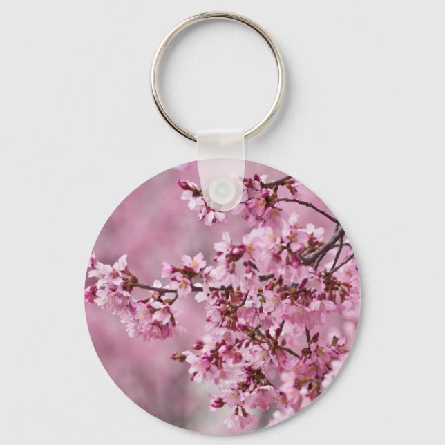 Sakura Cherry Blossoms Pastel Pink Layers Keychain (Front)