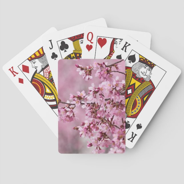 Sakura Cherry Blossoms Pastel Pink Layers Poker Cards (Back)