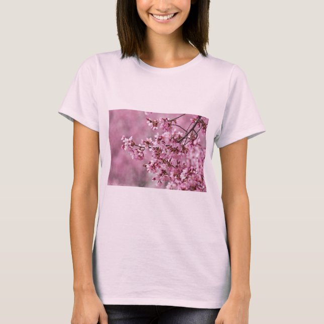 Sakura Cherry Blossoms Pastel Pink Layers T-Shirt (Front)