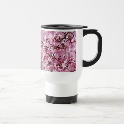 Sakura Cherry Blossoms Pastel Pink Layers Travel Mug