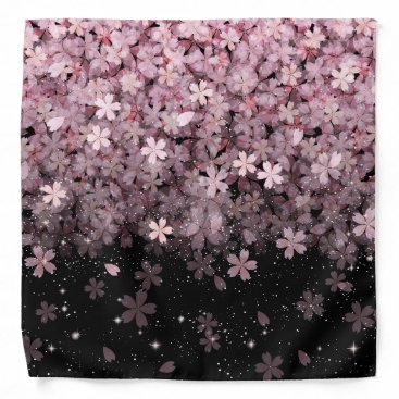 Sakura Cherry Blossoms Pink & Black Flowers Bandana