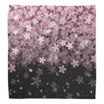Sakura Cherry Blossoms Pink & Black Flowers Bandana Sakura Cherry Blossoms Pink & Black Flowers Bandana