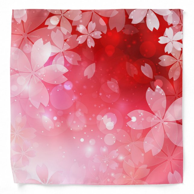 Sakura Cherry Blossoms Red Pink White Flowers Bandana (Front)