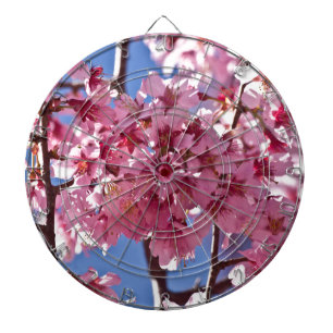 Sakura Cherry Blossoms Red Stars Dart Board