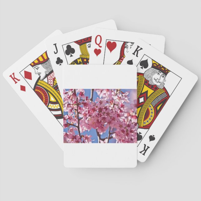 Sakura Cherry Blossoms Red Stars Poker Cards (Back)