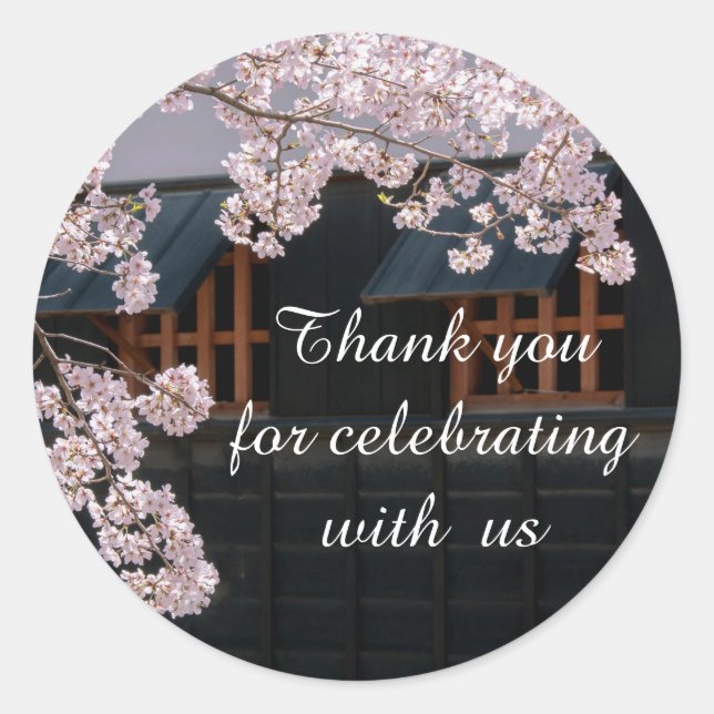 Sakura Cherry Blossoms Wedding Flowers Stickers (Front)