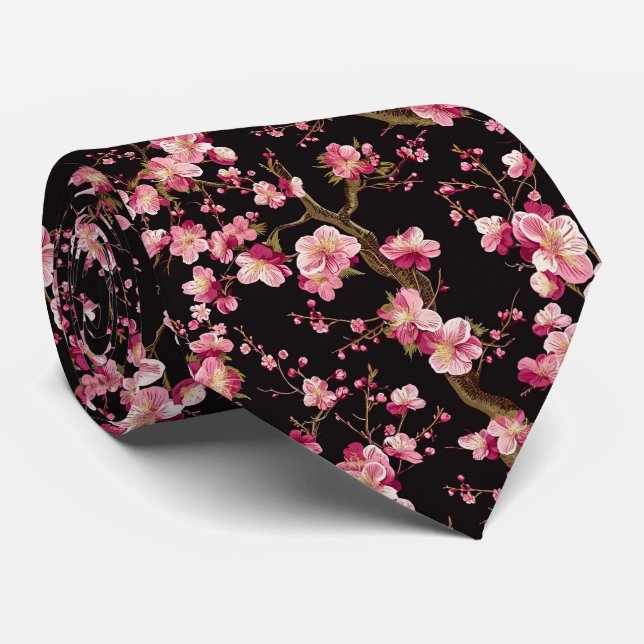 Sakura Chery Blosom Pattern  Neck Tie (Rolled)