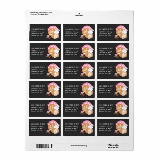 SAKURA  - Chow  Address labels customize (Full Sheet)