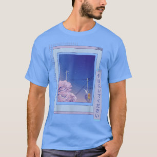 Sakura Cute Anime Vaporwave Japanese Night City T- T-Shirt