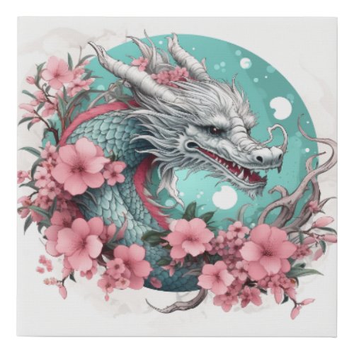 Sakura Dragon Faux Canvas Print