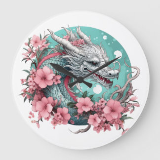 Sakura Dragon Large Clock