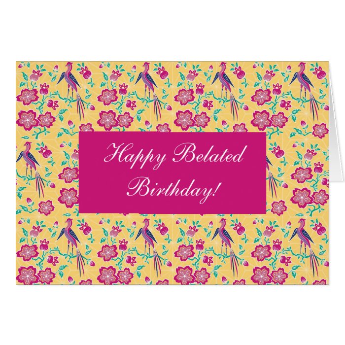 Sakura Floral Batik Happy Belated Birthday Card