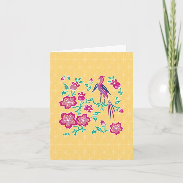 Sakura Floral Batik Note Card 2 (Front)