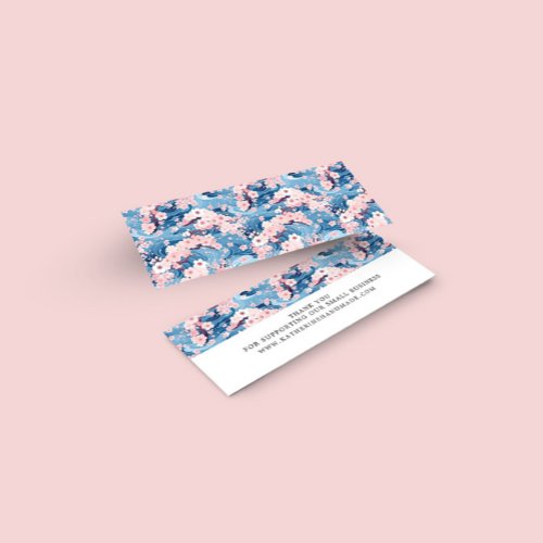 Sakura Floral Navy Small Business Thank You Card