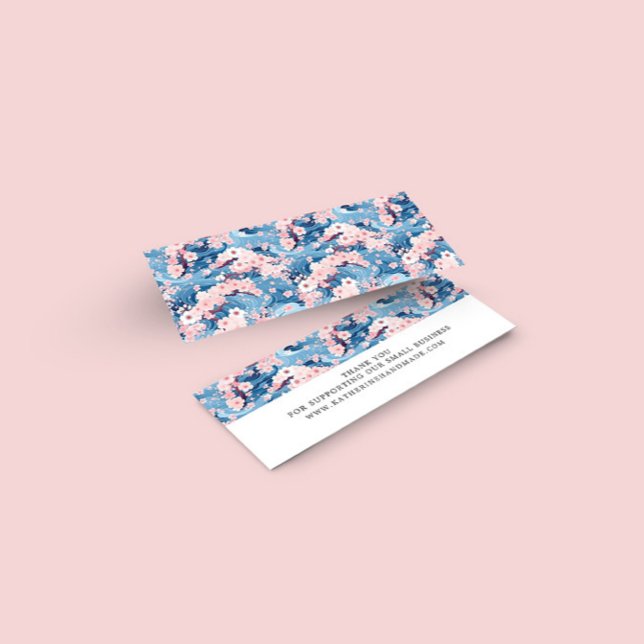 Sakura Floral Navy Small Business Thank You Card (Creator Uploaded)
