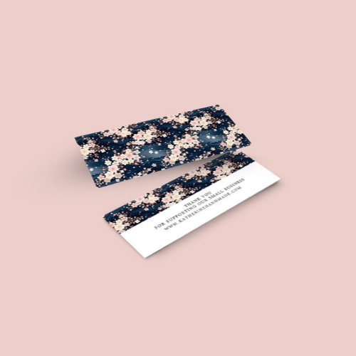 Sakura Floral Navy Small Business Thank You Card