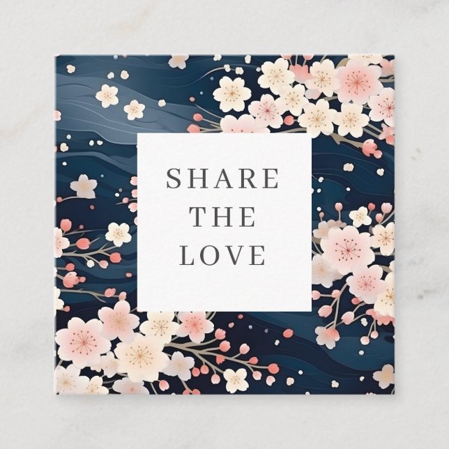 Sakura Flower Navy Waves Loyalty Card (Front)