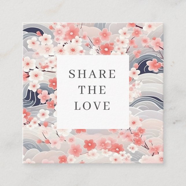 Sakura Flower Navy Waves Loyalty Card (Front)